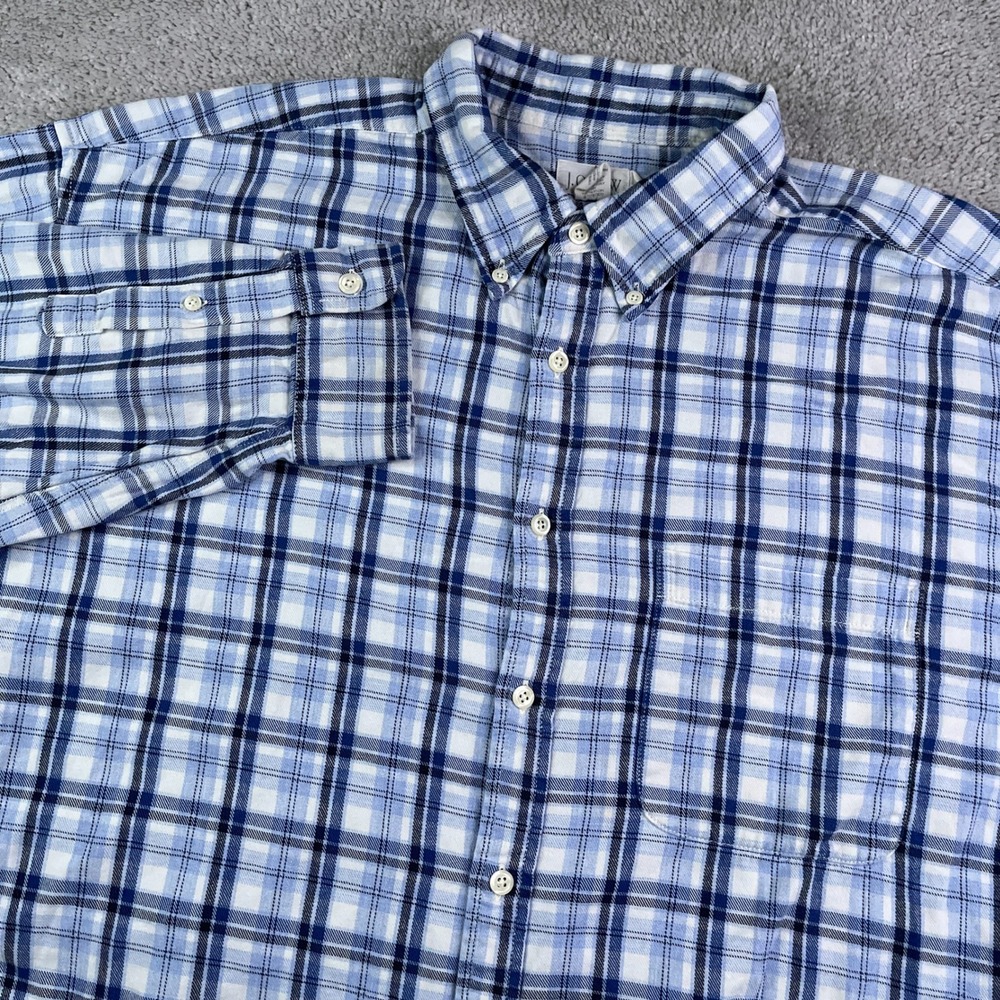 Vintage J Crew Shirt Mens XL Blue Plaid Flannel Oarsman Button Down Preppy
